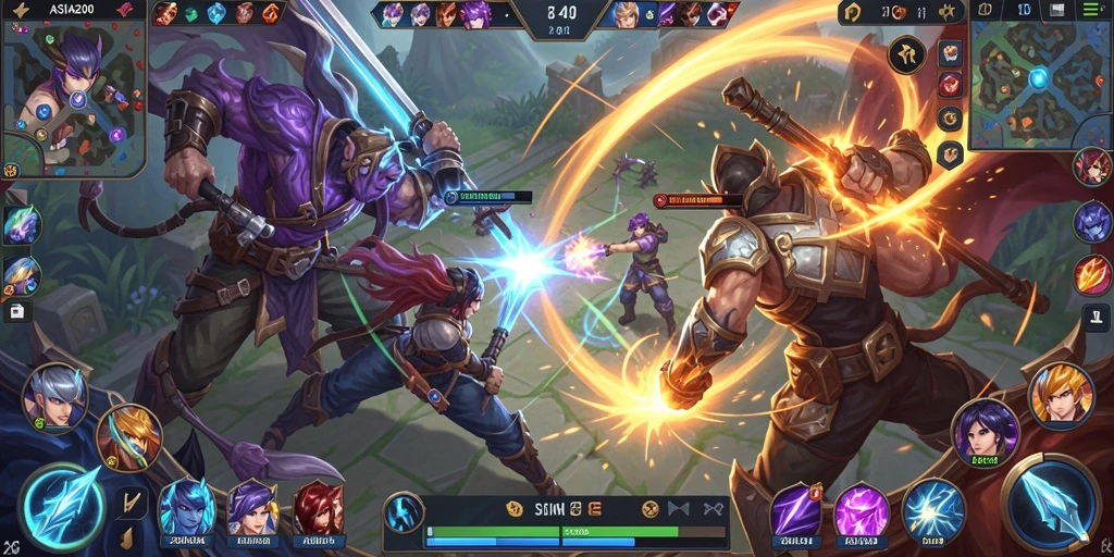 Screenshot gameplay ASIA200 dengan aksi seru di arena MOBA.