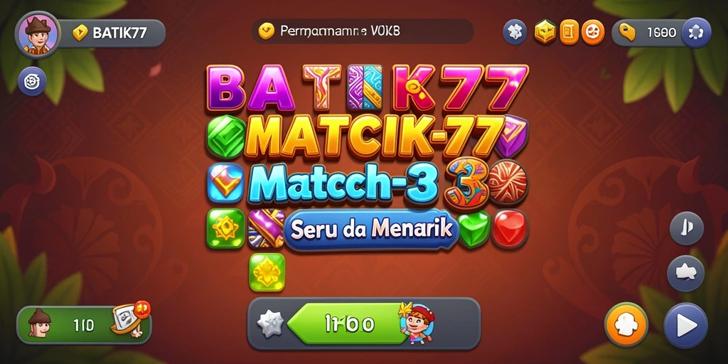 Tampilan gameplay seru di BATIK77 dengan kombinasi batik yang berwarna-warni.