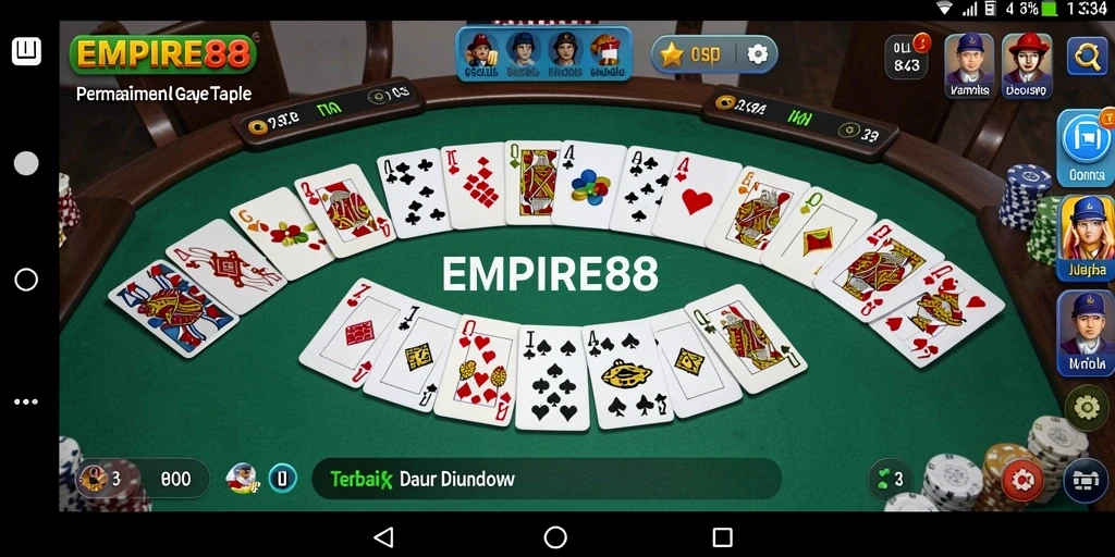 Tampilan gameplay seru dalam EMPIRE88 saat bermain Gaple.