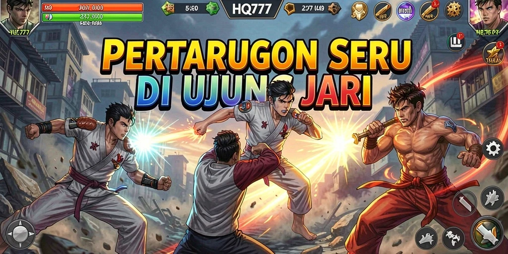 Screenshot menampilkan aksi pertarungan seru di HQ777.