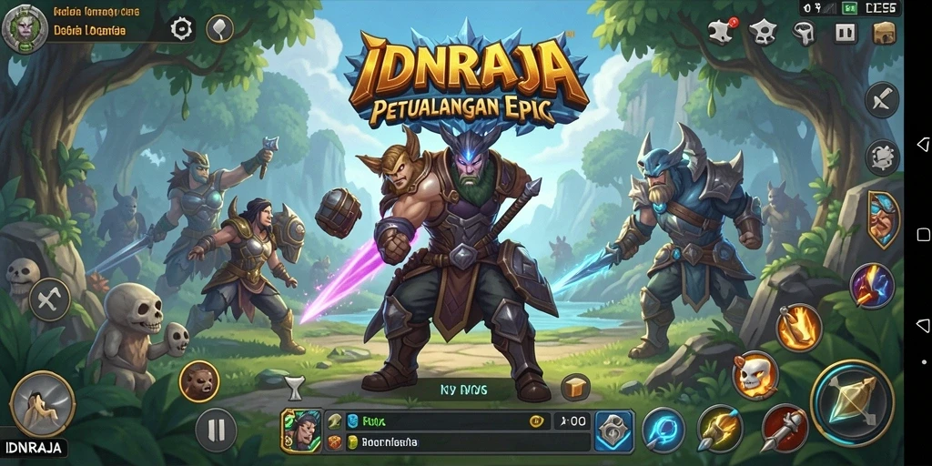 Tampilan gameplay epik penuh aksi dalam <strong>IDNRAJA</strong>.