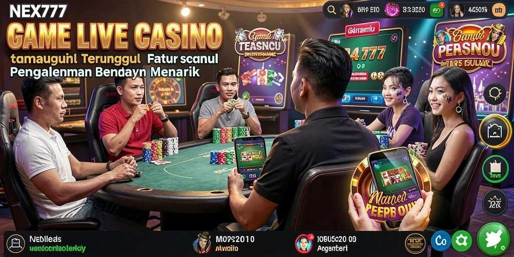 Tampilan gameplay seru dalam NEX777 dengan dealer langsung.