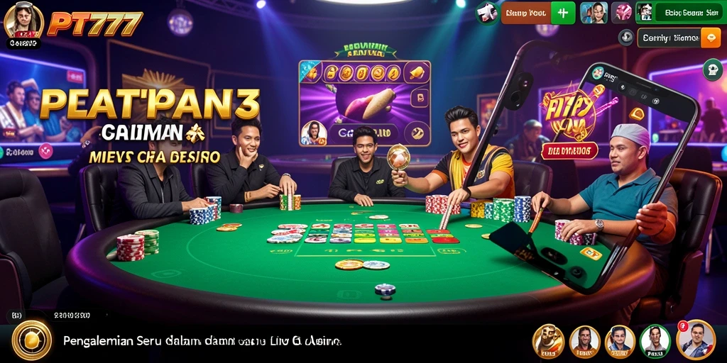 Tampilan gameplay Live Casino yang memukau dan interaktif di PT777.