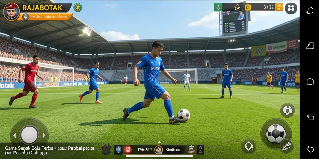 Tangkapan layar gameplay <strong>RAJABOTAK</strong> saat pemain menyerang lawan di lapangan.