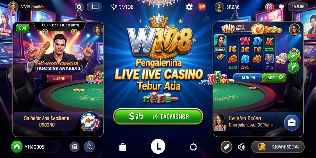 Screenshot VW108 menampilkan dealer Live Casino yang profesional dan interaktif.