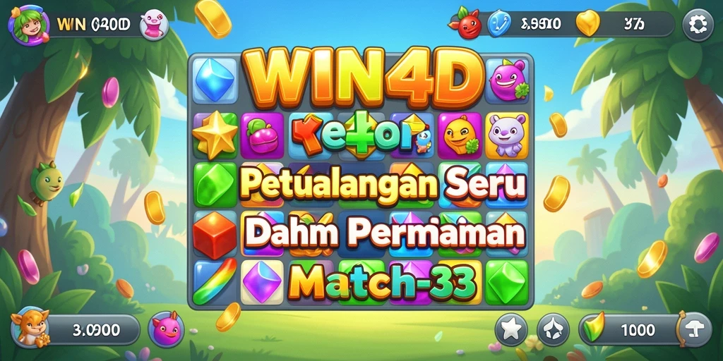 Screenshot gameplay WIN4D menampilkan tindakan seru dalam permainan Match-3.
