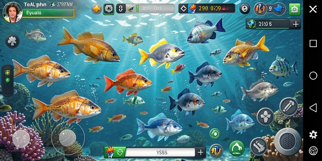 Screenshot gameplay Y89 menampilkan aksi menangkap ikan yang seru.